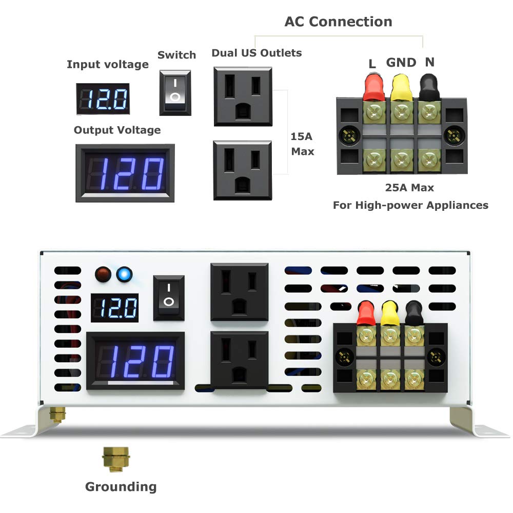 Conversor de bateria 12v/48v d - Inverter Pure Sine Wave 60Hz 120V 3000W avaliação e preço